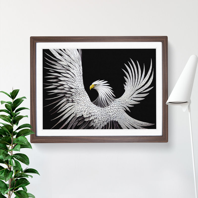 Exclusive Eagle Bird - Single Picture Frame Painting, 34cm H x 46cm W x 2cm D, Walnut Framed