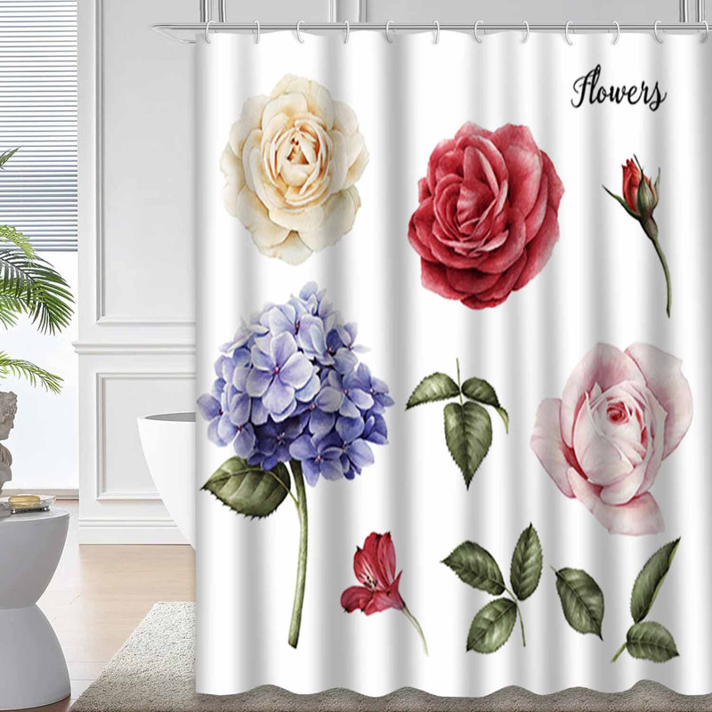 Rideau de douche imperméable avec 12 crochets Watercolor, 72" L x 84" W