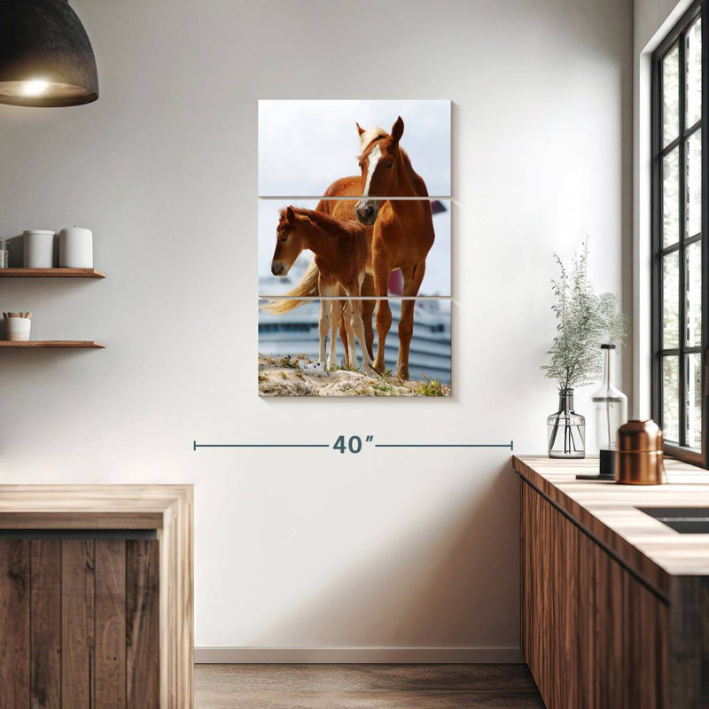 Brampt chevaux bruns, H 38 po x l 24 po