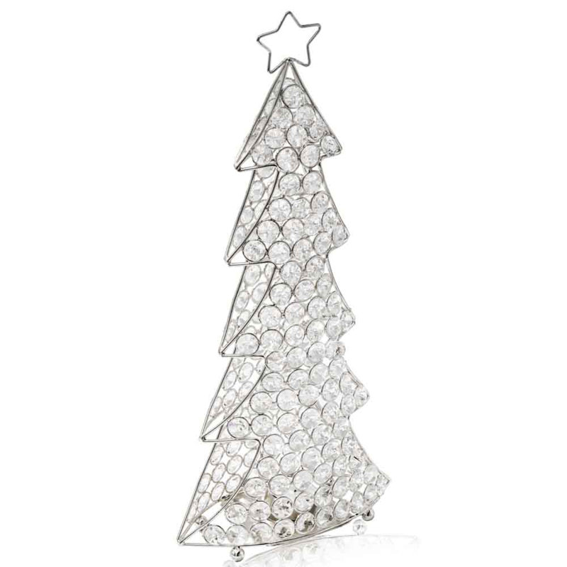 Arbre de Noël Corteza Cristal, Argent, L 10 po x P 5 po x H 16 po