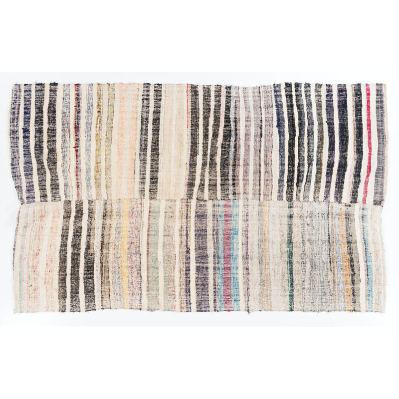 Tapis kilim anatolien en coton tissé à la main 6,4 x 10,2 pi. Revêtement de sol à tissage plat
