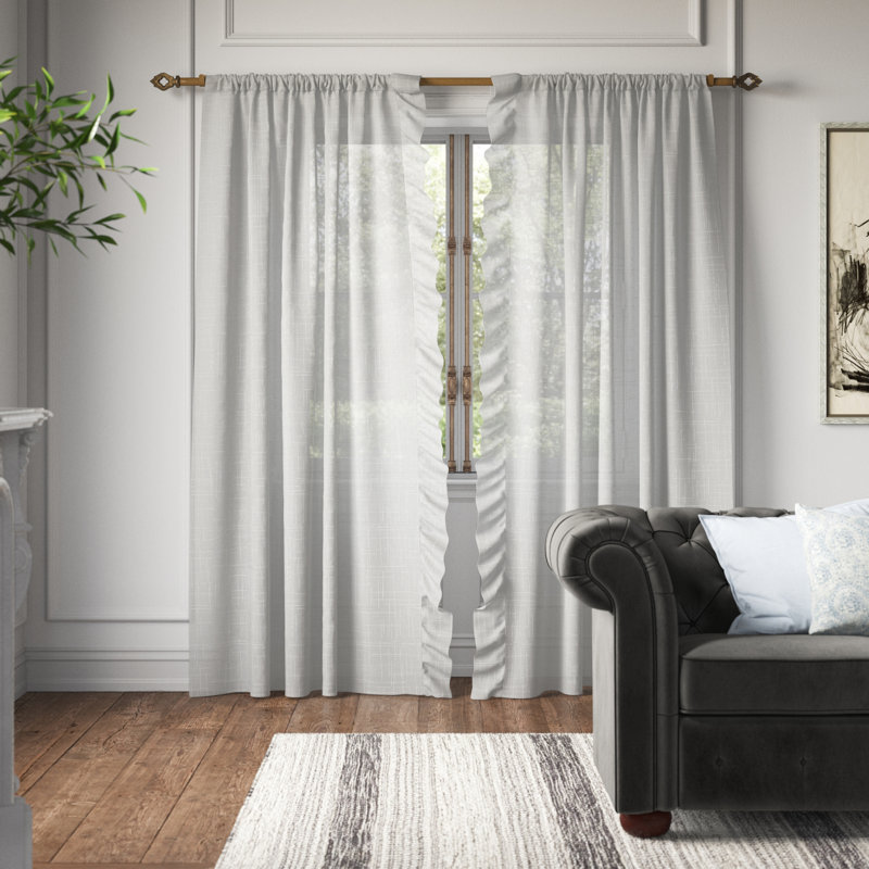 Paire de rideaux transparents avec passe-tringle, Gris, 54 po x 96 po