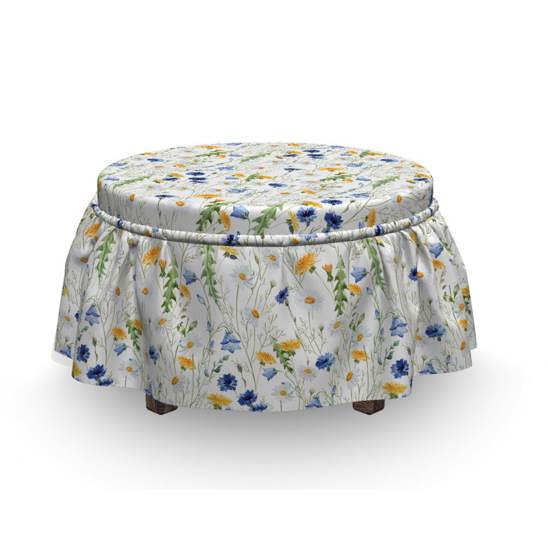 Housse pour repose-pieds rural marguerites