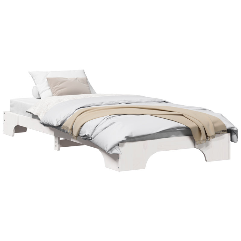 Bed Frame Solid Pine Wood, Single (3'), White