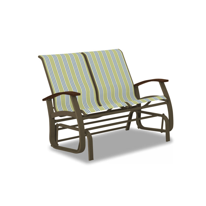Belle Isle Outdoor Glider, Textured Beachwood, Kona P10, Aqua