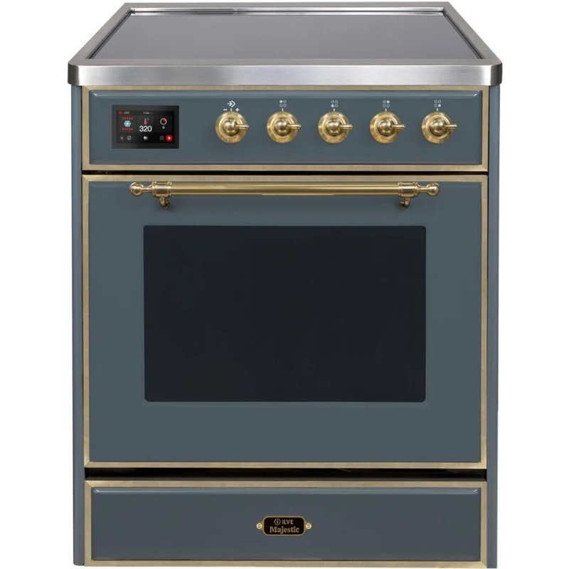 Majestic II 30" 4 cu. ft. Freestanding Electric Range, Blue Gray/Brass