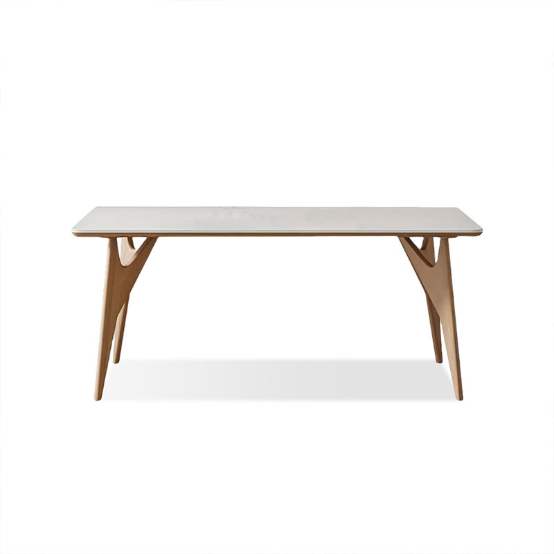 Modern Burlywood Rectangular Solid Wood Dining Table, 29.53"H x 62.99"L x 31.5"W