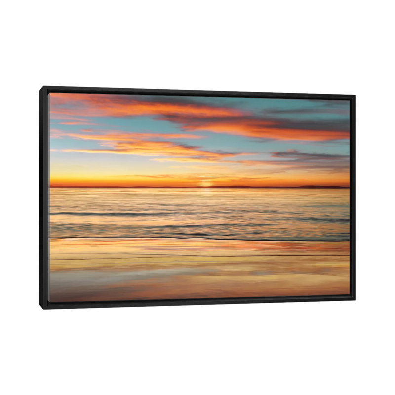 Surf and Sand par John Seba - reproduction d'art sur toile tendue, H 18 po x l 26 po x P 1,5 po, Toile avec cadre noir