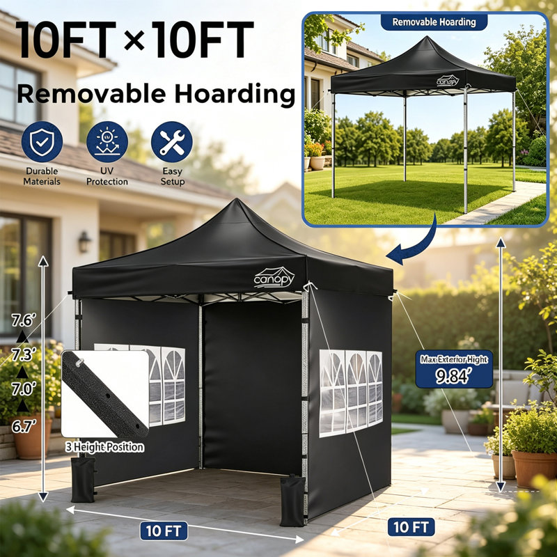 Auvents portables et abris de jardin (doit inclure le cadre) Cadre en acier 10 x 10 noir