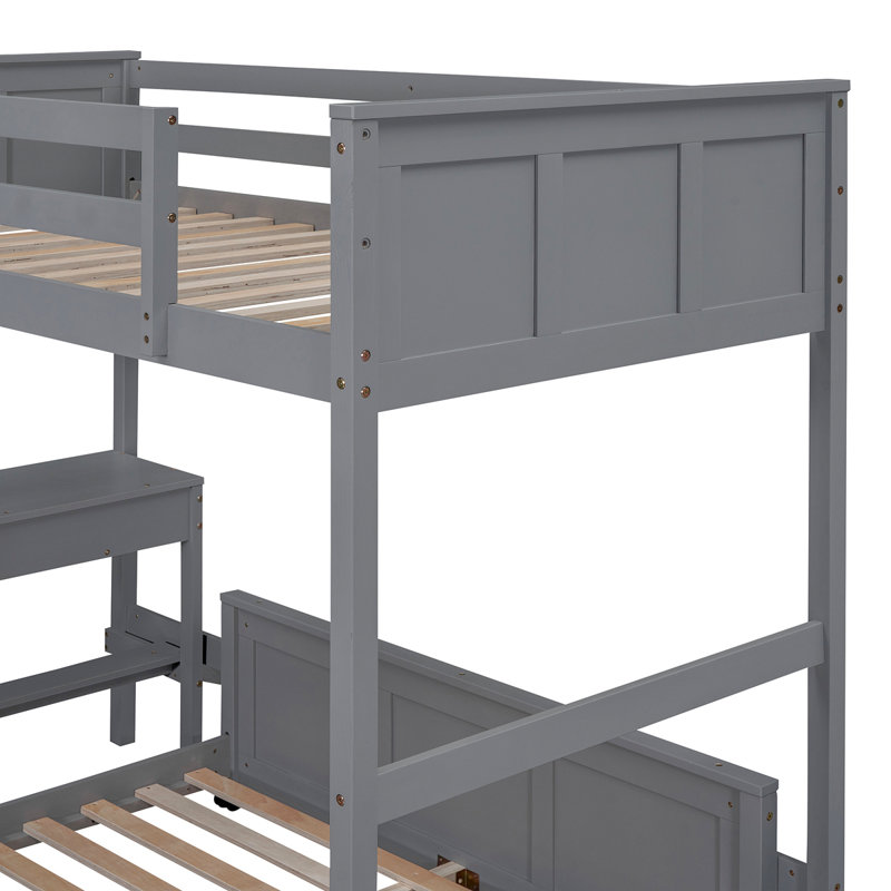 Lit superposé avec bureau, Gris, Jumeaux sur complet