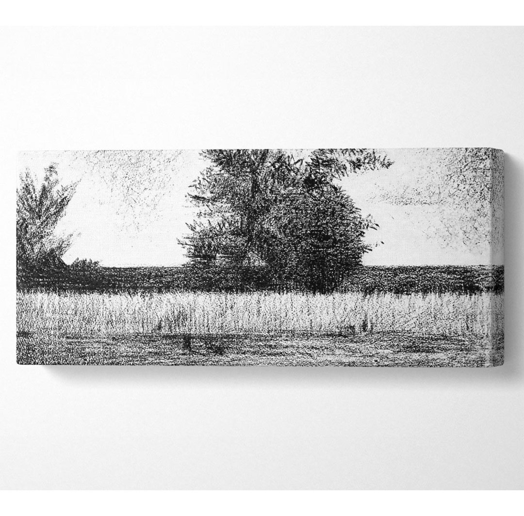 Seurat Die Bäume - Panorama-Kunstdrucke auf gerollter Leinwand