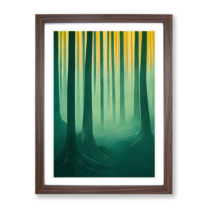 Forest Mist - Single Picture Frame Print, 34cm H x 25cm W x 2cm D, Walnut