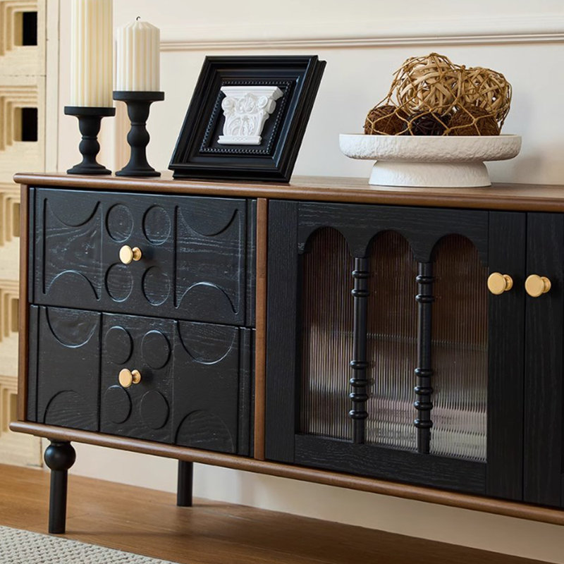 Retro design solid wood TV cabinet