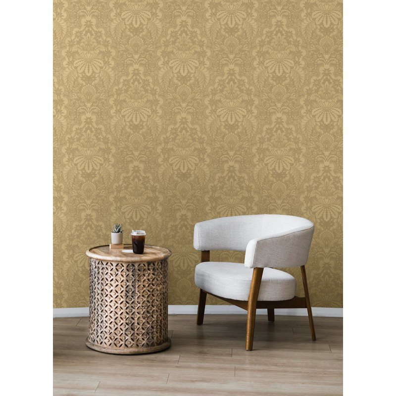 Papier peint damassé à motif floral Lizzy de Seabrook, Kaki