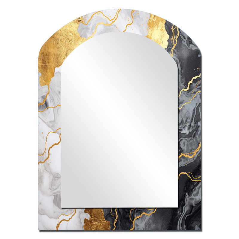 Miroir mural doré et gris, 34 po x 25 po