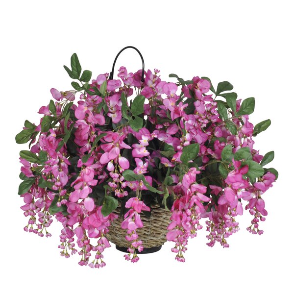 House of Silk Flowers Artificial Wisteria Hanging Basket & Reviews ...