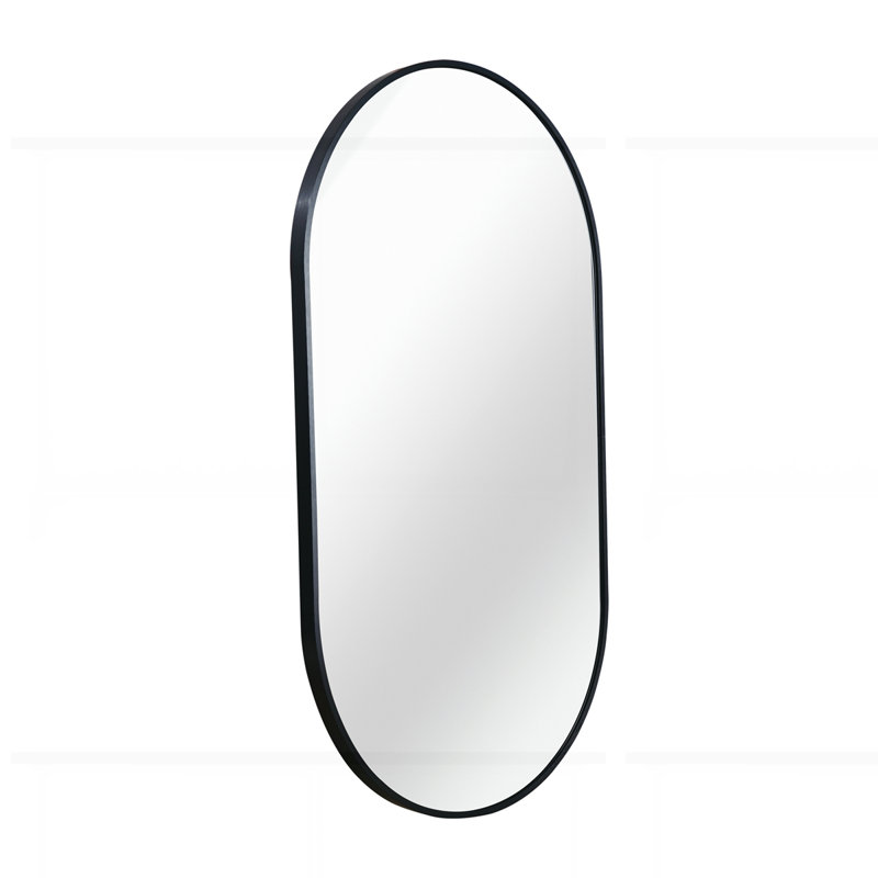 Miroir ovale en métal 20 pouces, 20 po x 28 po, Noir