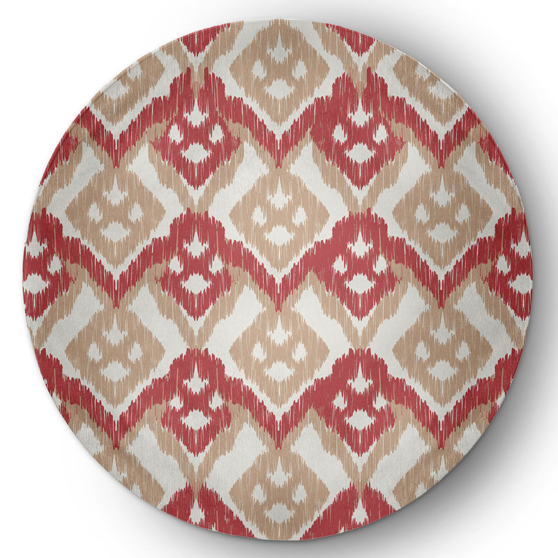Chenille Ikat Indoor Rug, Round 5'