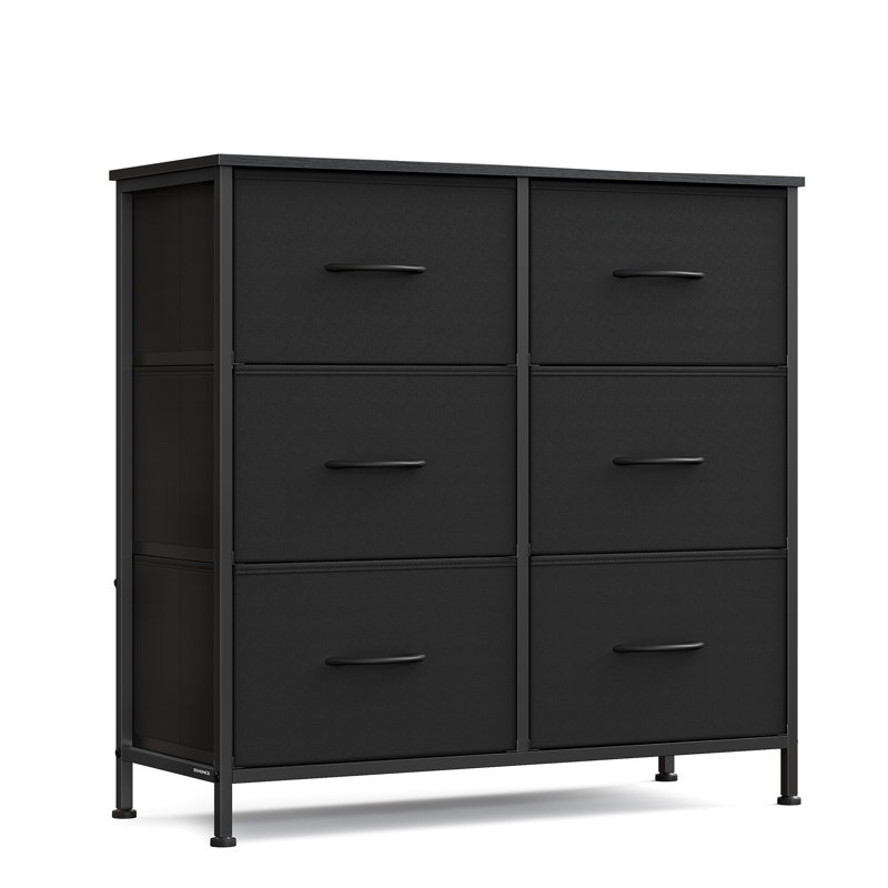 76.7cm W 6 - Drawer Chest of Drawers, Ebony Black