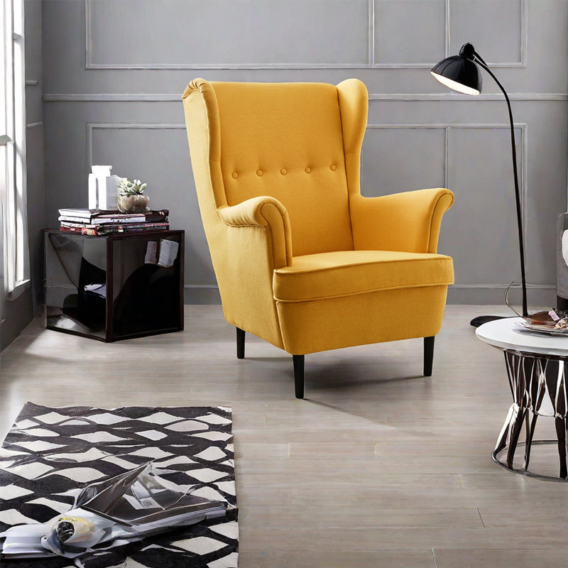 Fauteuil inclinable tapissier modèleski, Mélange de polyester jaune modèleski