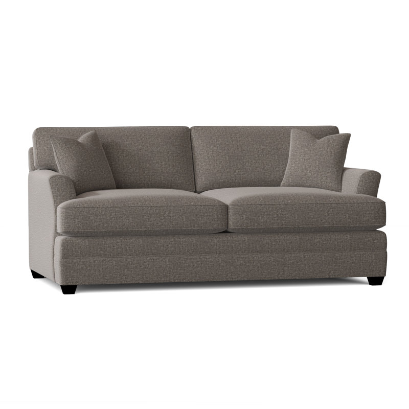 Canapé à accoudoirs évasés de 76 po avec coussins réversibles Harriss, Tissage natté gris anthracite Drusky Sustain®