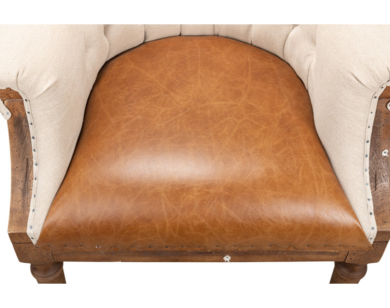 Welsh Leather Tufted Wingback Chair