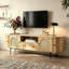  Meuble télé 70,9 po de style Mid-Century, pouvant accueillir un téléviseur de 75 po ou moins, avec console média en rotin et portes arquées avec tiroirs-886063815