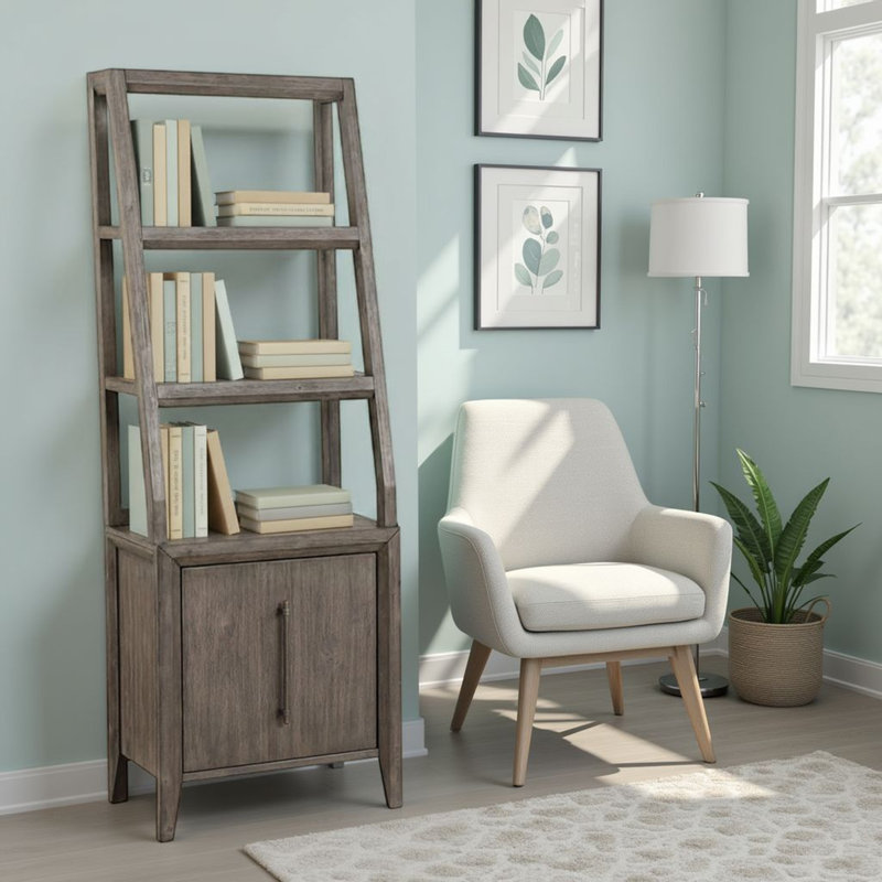 Iknoor Bookshelf Pier, No Assembly Required, Smoky Greige Finish