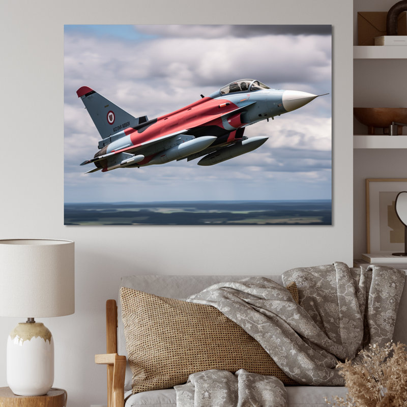 Avion de chasse militaire I - reproduction sur toile, Toile tendue, H 30 po x l 40 po x P 1,5 po