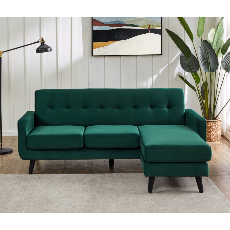 Bever 3 Seater Corner Sofa , Dark Green, Right Hand Facing