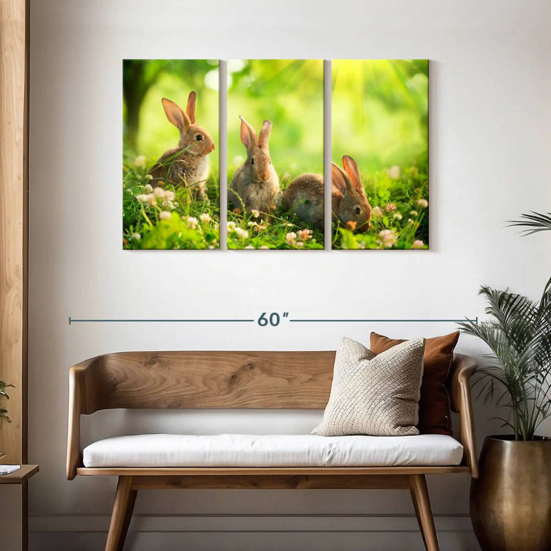 Brampt Rabbits By The Meadow, H 28 po x l 45 po