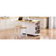 Îlot de cuisine de 135 cm (53 po) comprenant 2 tabourets de bar, une prise électrique, 5 compartiments ouverts, un abattant, des étagères latérales, des roulettes, un support interne et 3 tiroirs.-2050886993-2050886999