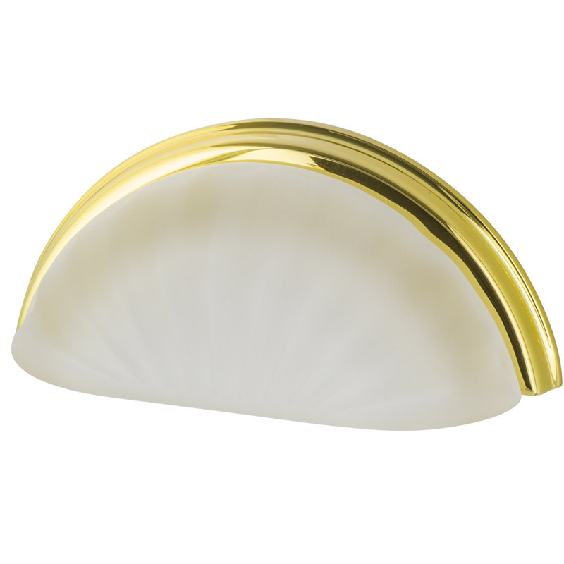 Crystal 3" Center to Center Cup Pull, Polished Brass