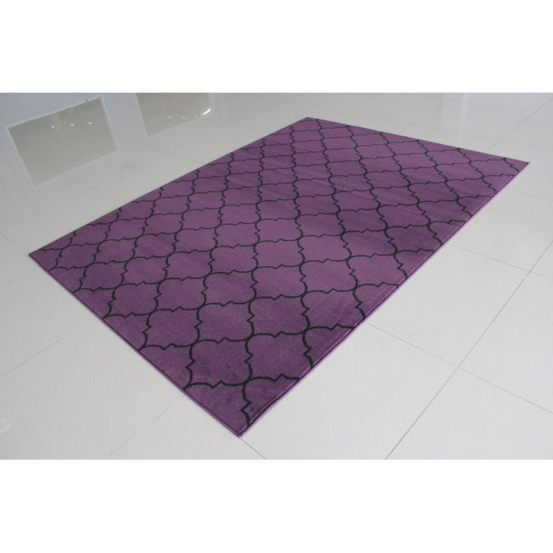 Tapis mauve à motif quadrilobe Rattew, Tapis de couloir 2 pi x 7 pi 2 po