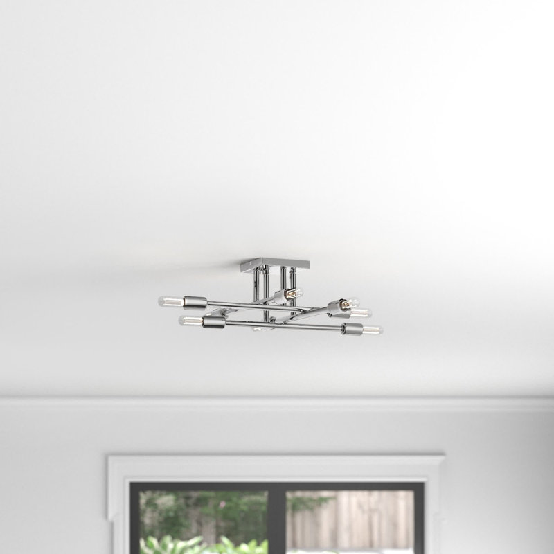 Plafonnier semi-encastré à 8 lumières 19,1 po Alena, Chrome