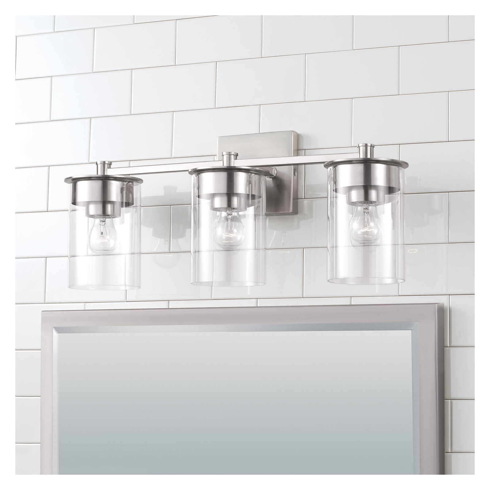 Elstone 3 Light Dimmable Vanity Light, Brushed Nickel