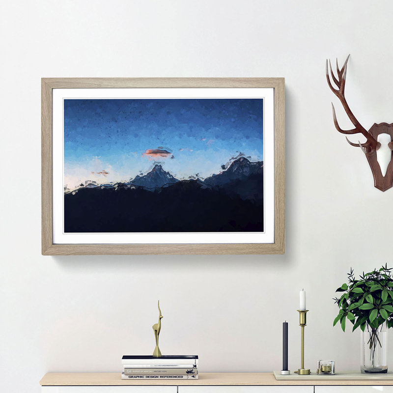 Fishtail Mountain Nepal in Abstract - Picture Frame Graphic Art Print, 27cm H x 36cm W x 2cm D, Oak Framed
