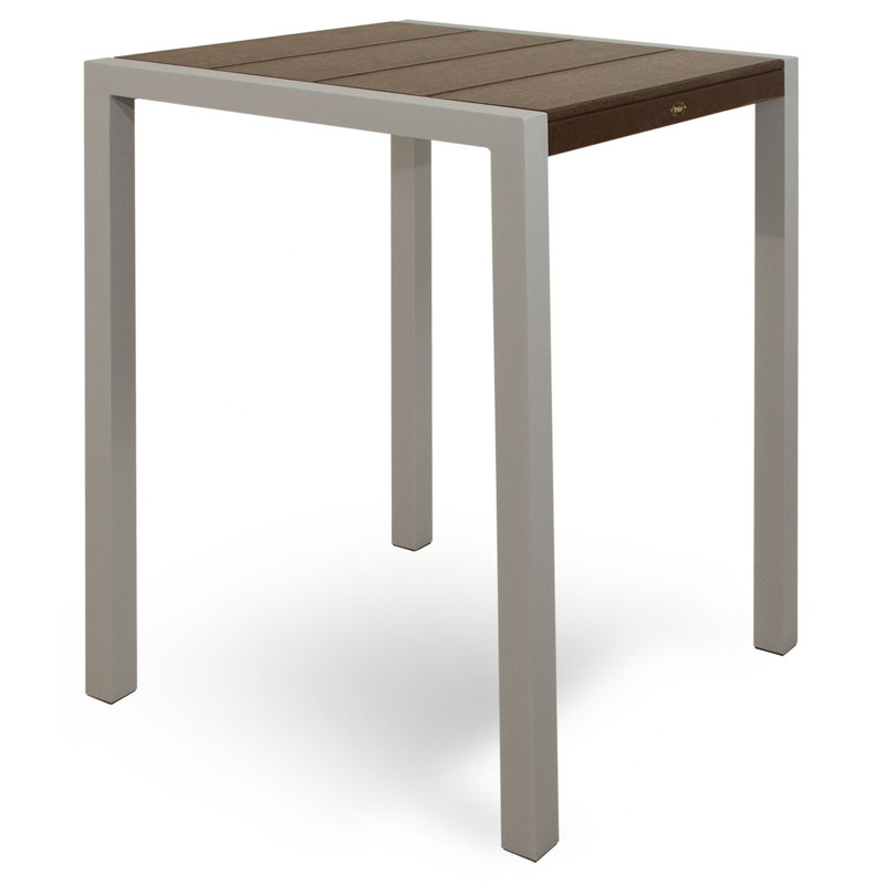 Table de bar POLYWOOD Surf City, Argent texturé / Lanterne rétro, 30 po x 30 po