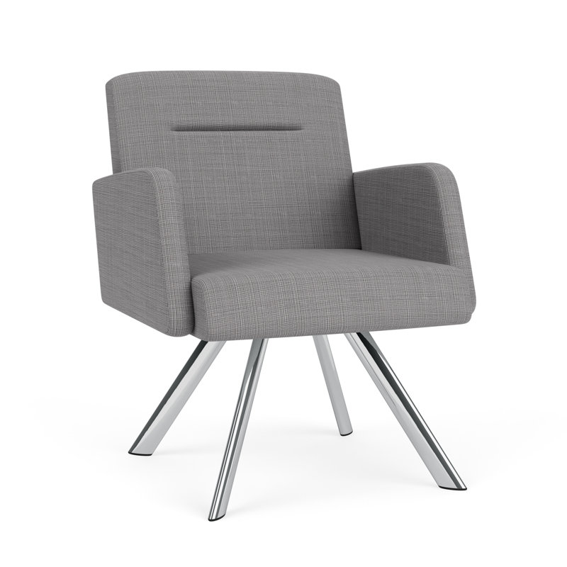 Fauteuil de réception Willow, Plaqué chrome, Gris chambray