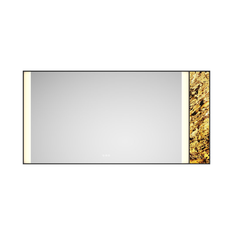 Miroir à DEL pour salle de bain, 72 po x 36 po, Noir mat