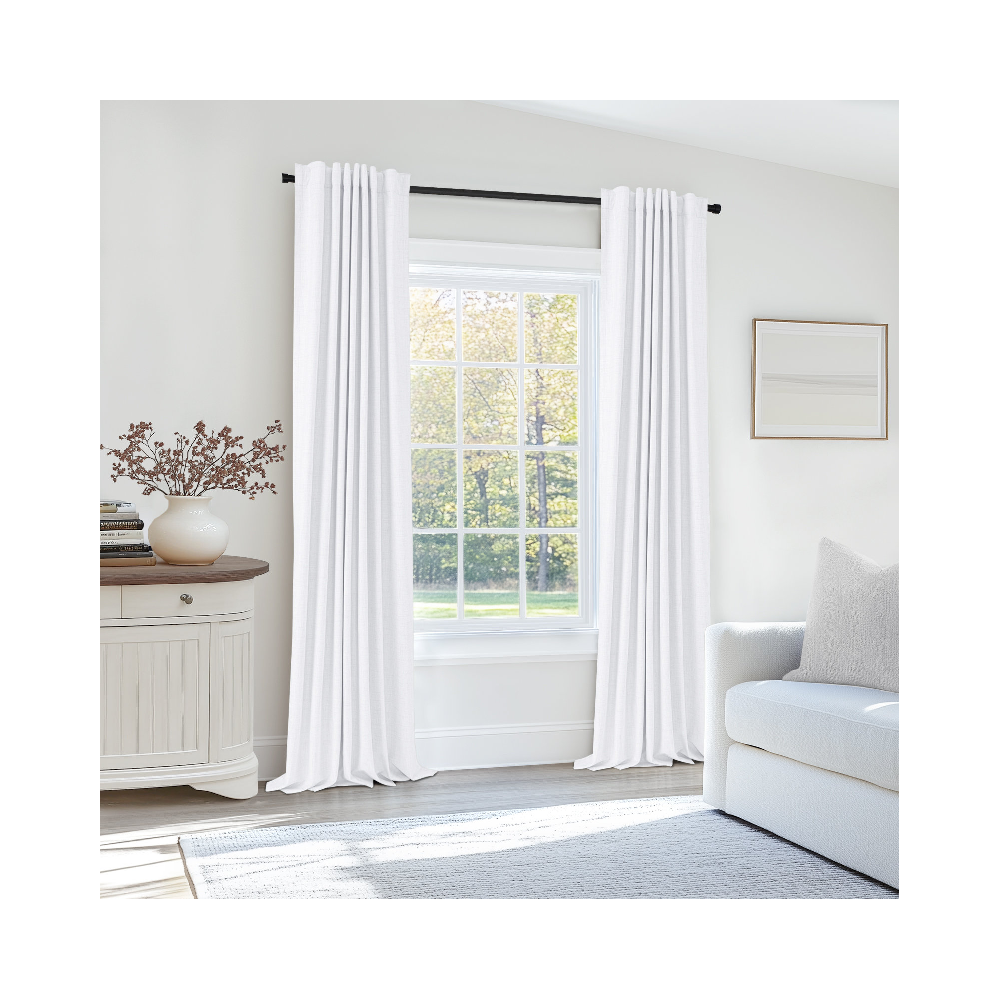 Graciella Thermal Insulated Faux Linen Textured 100% Blackout Curtains for Bedroom Living Room Back Tab/Rod Pocket