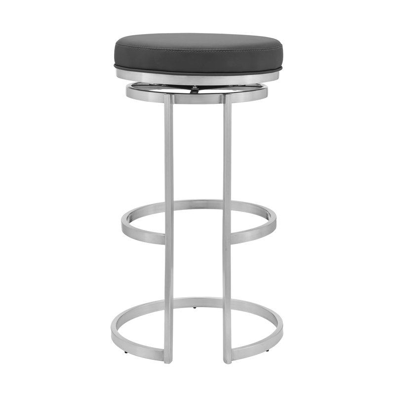 Tabouret de bar pivotant en similicuir et acier inoxydable brossé 30 po Quinix