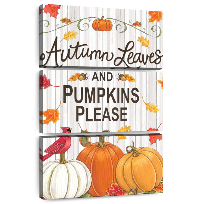 Yarlin Rustic Autumn Leaves And Pumpkins Please, 45" H x 28" W