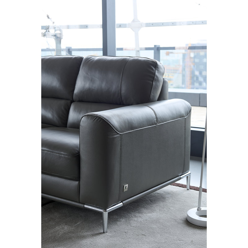 Brousseau Upholstered Sectional, Left Hand Facing, Gray Leather Match