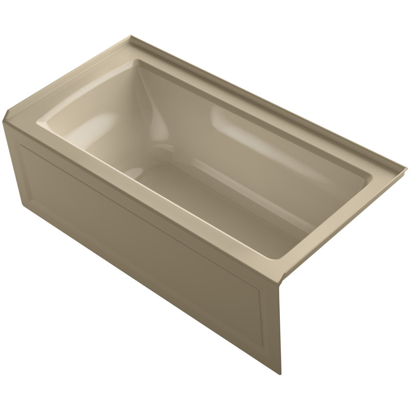 Archer Alcove Bath with Bask Heated Surface, Integral Apron, Tile Flange, Biscuit, Right