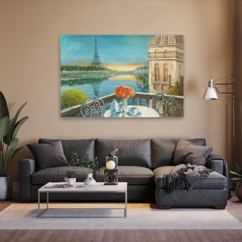 Matinée traditionnelle et française sur la seine, H 60 po x l 40 po