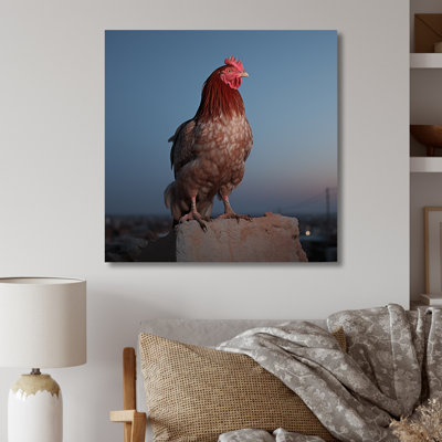 Cock A Doodle Dusk Rooster - Chicken Animal Metal Wall Art