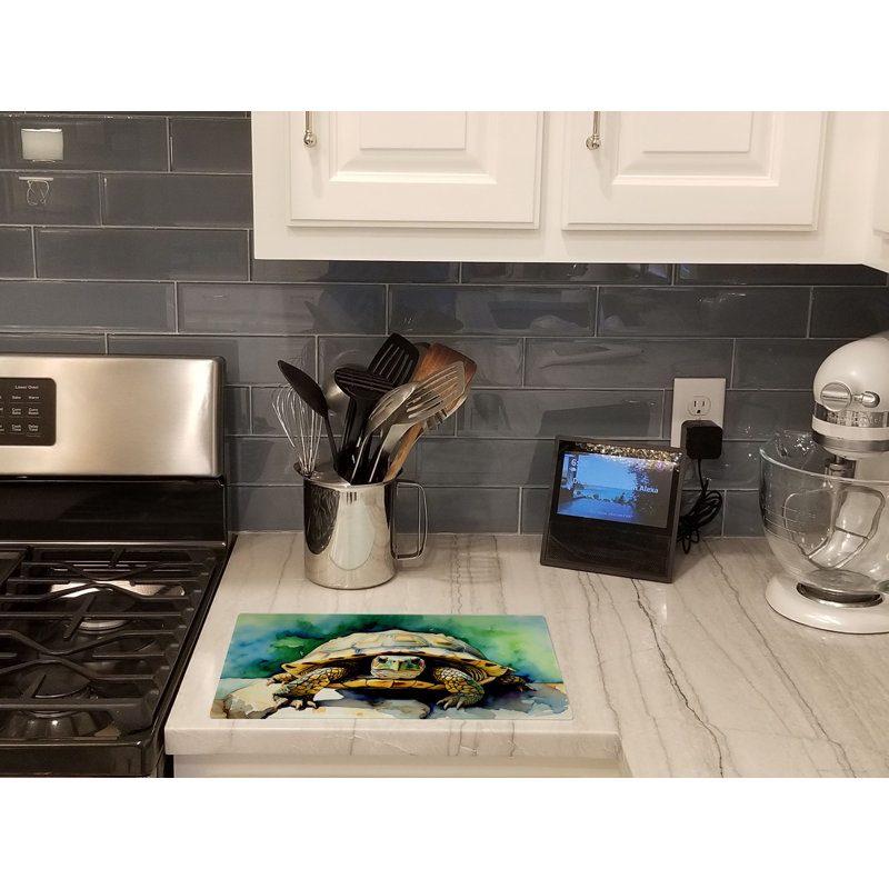 Turtles Tortoises Glass Cutting Board Large