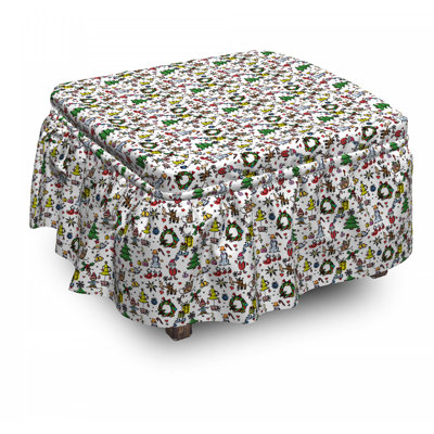 Ensemble de housse pour repose-pieds à coussin de boîte 2 pièces doodle christmas