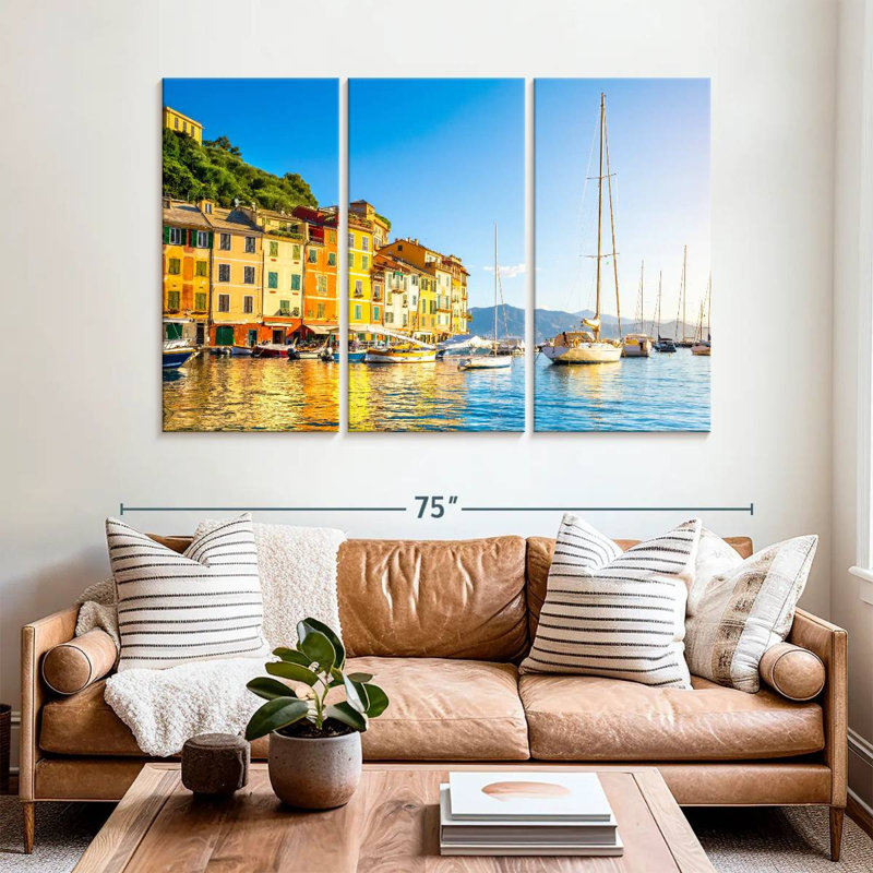 Bateaux Gillard au large de Portofino, H 42 po x l 65 po
